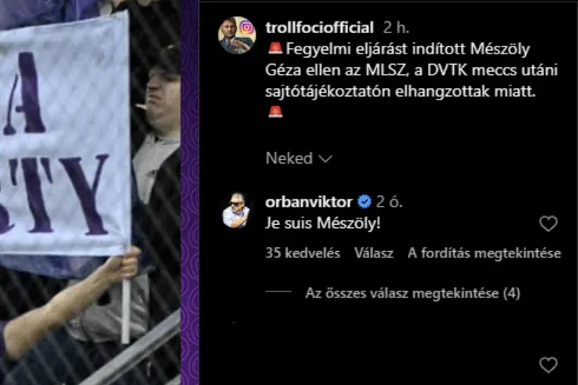Je suis Mészöly! – írta Orbán Viktor a rasszizmus miatt hónapokra eltiltott edzőről szóló Trollfoci-poszt alá