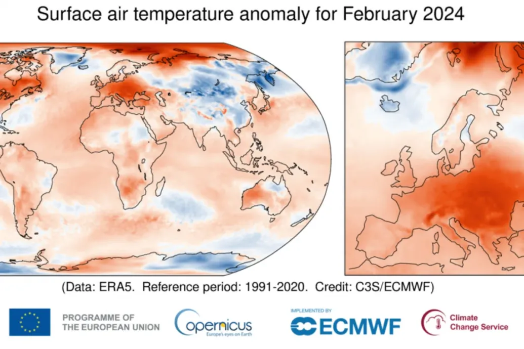 Az idei február volt a legmelegebb a mérések kezdete óta, több mint 13 Celsius-fok volt az átlagos hőmérséklet