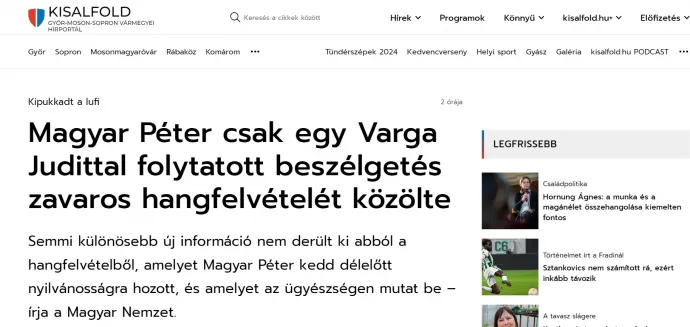 A Kisalföld.hu cikke az ügyről, hasonló jelent meg szinte az összes megyei lapban – Forrás: Képernyőkép 