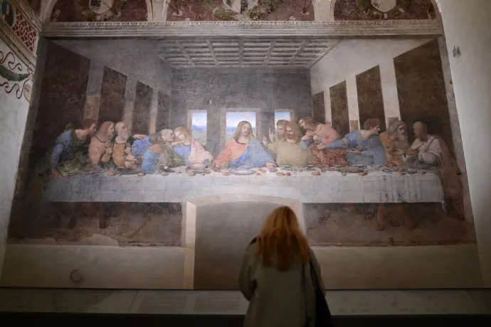 Leonardo da Vinci "Az utolsó vacsora" című, 15. század végi falfestménye a milánói Santa Maria delle Grazie kolostorban – Fotó: Miguel Medina / AFP 