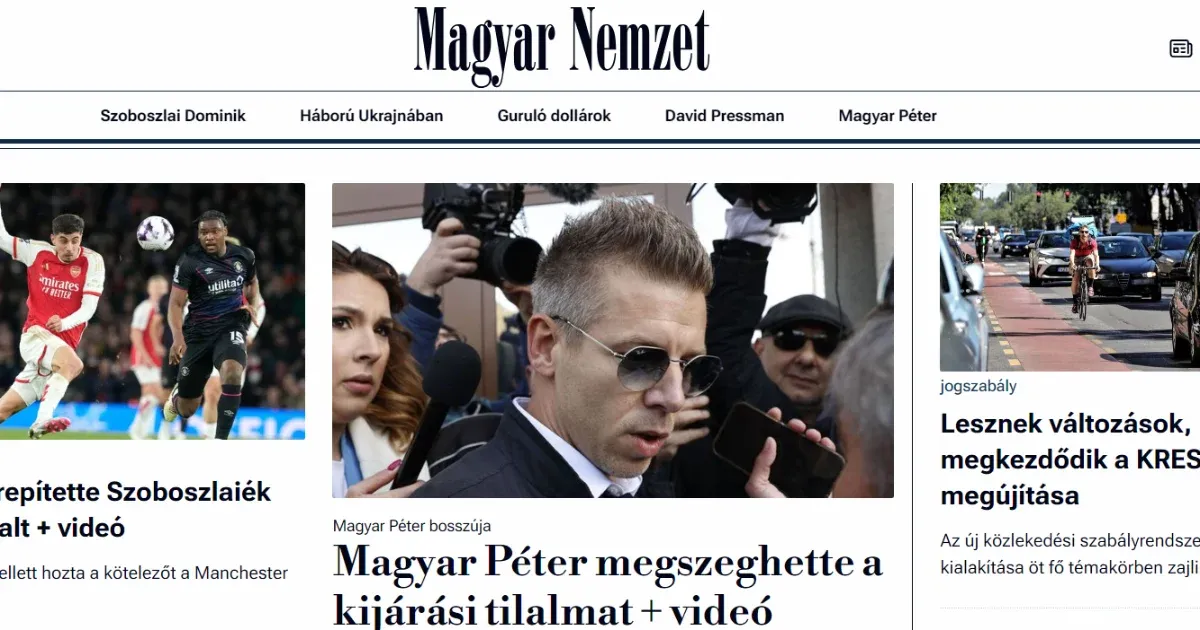 A Magyar Nemzet a kijárási tilalmat megszegő Magyar Péterről ír, de Varga Juditot kifelejtették a történtekből