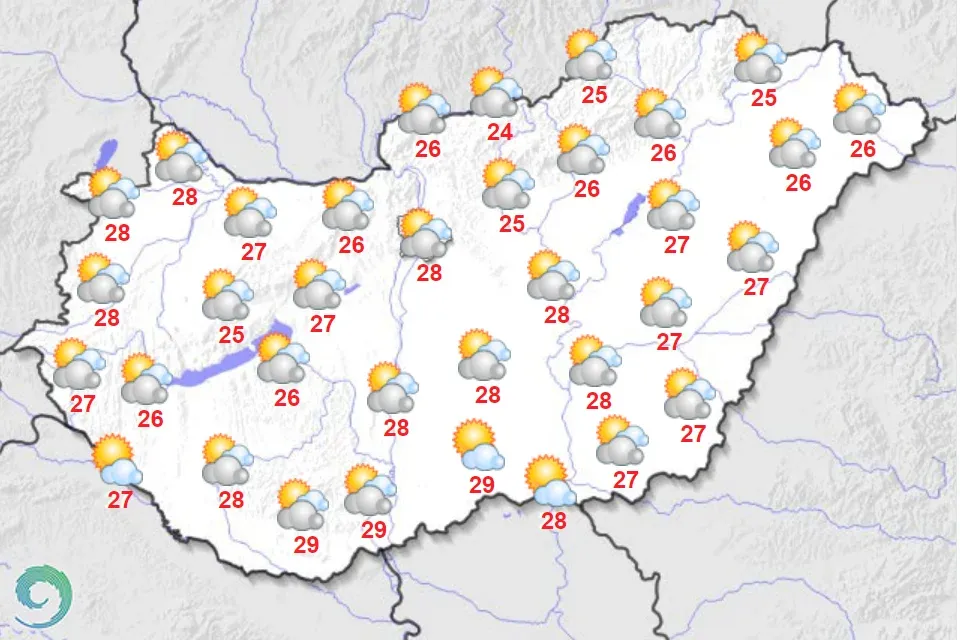 Kedden is folytatódik a nyárias idő, 30 fok is lehet a csúcshőmérséklet