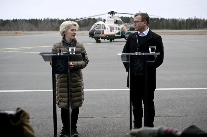 Ursula von der Leyen és Petteri Orpo, finn kormányfő az Európai Bizottság elnökének finnországi látogatásán 2024. április 18-án – Fotó: Antti Aimo-Koivisto / Lehtikuva / Reuters
