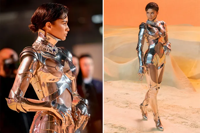 Zendaya robotként 2024. február 15-én, Londonban – Fotó: Gareth Cattermole / Getty Images; Wiktor Szymanowicz / Future Publishing / Getty Images