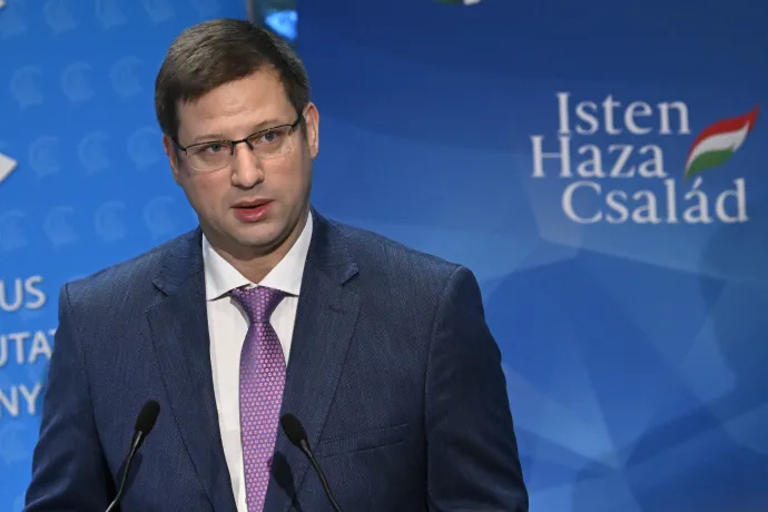 Gulyás Gergely beszédet mond a Magyarország 20 éve az Európai Unióban című budapesti konferenciáján 2024. május 6-án – Fotó: Kovács Tamás / MTI