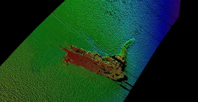 A modell a drón szonárképén – Fotó: Kongsberg Maritime