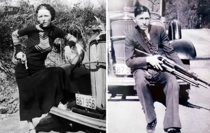 Bonnie és Clyde 1933 körül – Fotó: Wikipedia, illetve Getty Images /Universal History Archive
