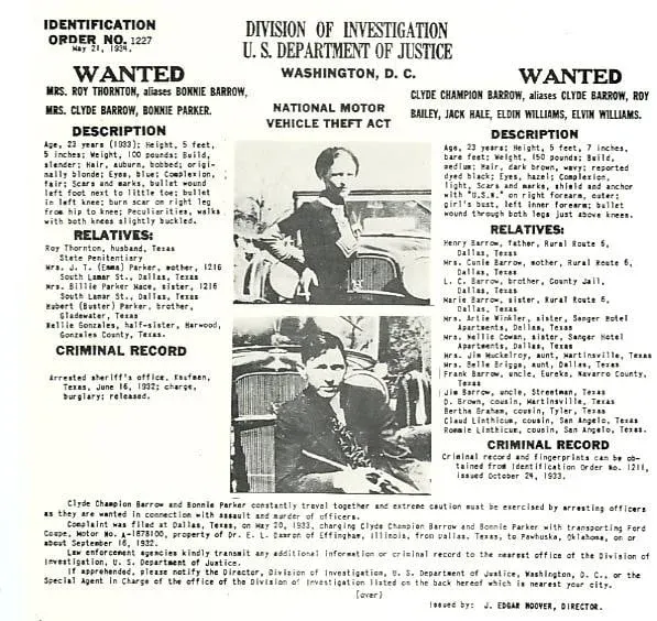 Elfogatóparancs Bonnie és Clyde ellen – Fotó: fbi.gov