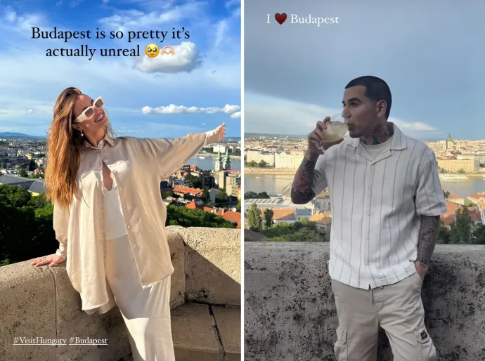 Haley Kalil és Devon Rodriguez Instagram-történetben közzétett fotói a Halászbástyán tartott privát partiról – Fotó: @haleyybaylee @devonrodriguezart / Instagram 