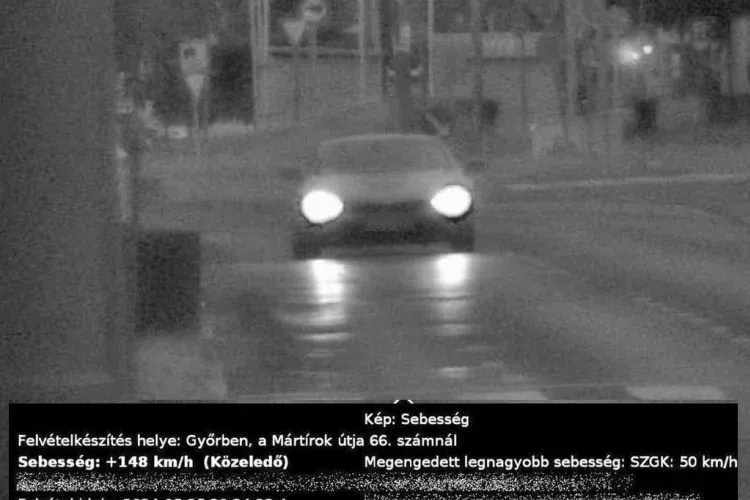 148 km/órával hajtott át Győr belvárosán, 390 ezer forintja bánta