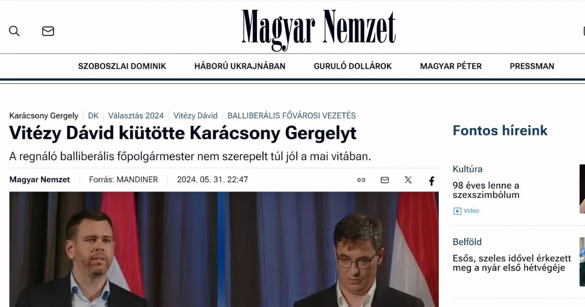 A kormánysajtó kielemezte a vitát: Vitézy Dávid agyonverte és kiütötte Karácsony Gergelyt, aki lehajtott fejjel kapta az ívet