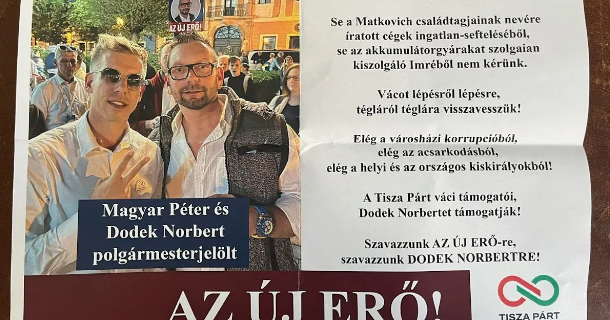 Hamisan tüntette fel magát a Tisza Párt támogatottjaként A Nép Pártján váci polgármesterjelöltje