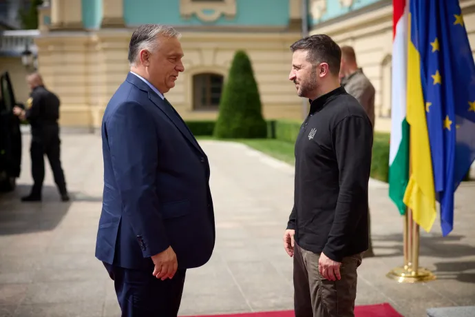 Orbán Viktor és Volodimir Zelenszkij az ukrán elnöki palotában Kijevben 2024. július 2-án – Fotó: Ukrán Elnöki Sajtószolgálat / Reuters
