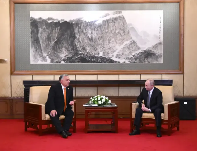 Viktor Orbán's meeting with Vladimir Putin in Beijing on 17 October 2023 – Photo by Grigory Sysoyev / POOL / AFP