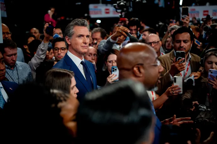 Gavin Newsom a CNN stúdiójában az elnökjelölti vita után 2024. június 27-én – Fotó: Andrew Harnik / Getty Images / AFP