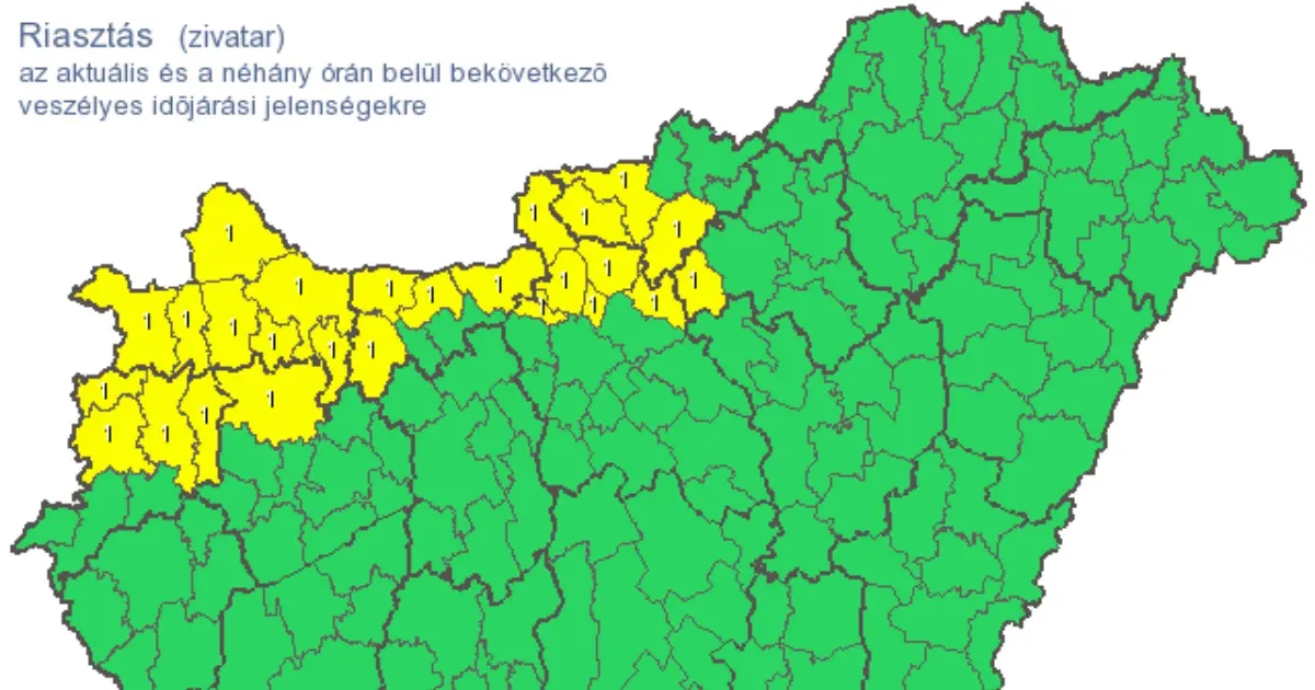 Riasztást adtak ki a zivatarok miatt északnyugatra