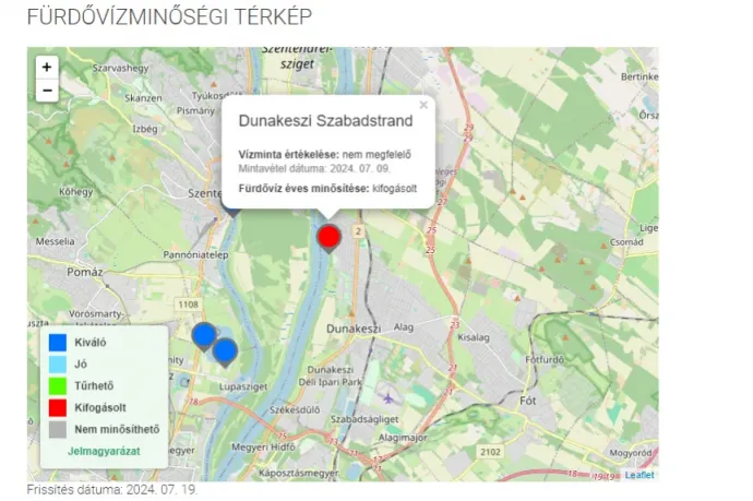 Kifogásolt a víz minősége, le kellett zárni a dunakeszi szabadstrandot