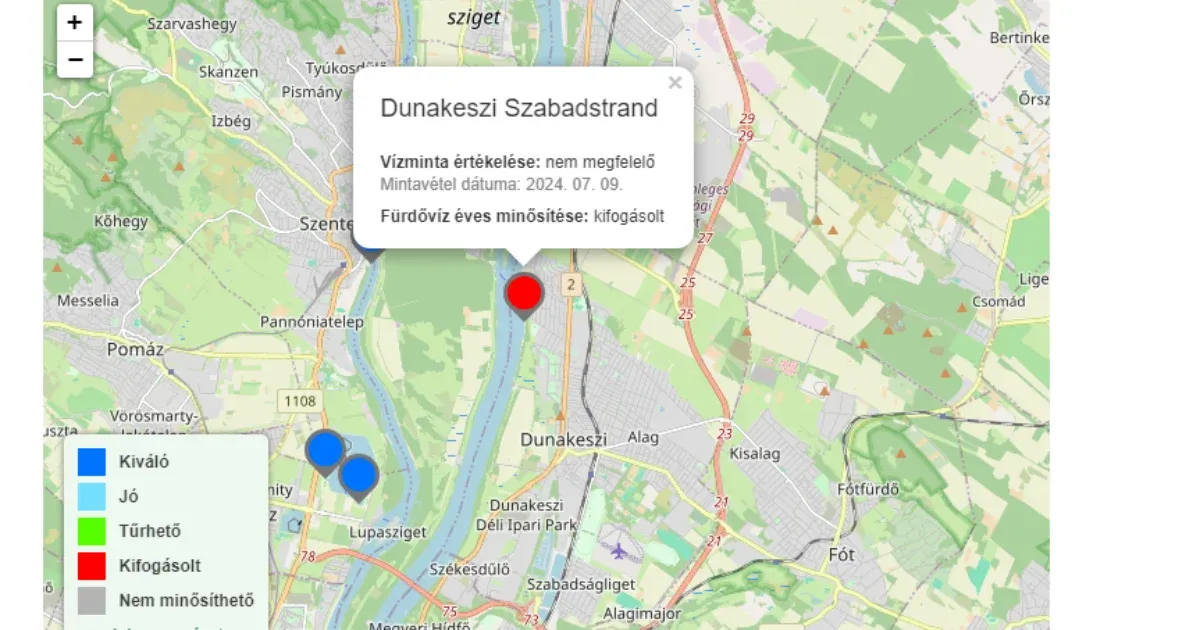 Kifogásolt a víz minősége, le kellett zárni a dunakeszi szabadstrandot
