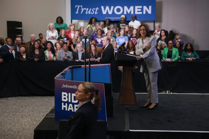 Kamala Harris Florida új, 6 hetes abortusztilalmáról tartott sajtótájékoztatóján 2024. május 1-én Jacksonville-ben – Fotó: Joe Raedle / Getty Images