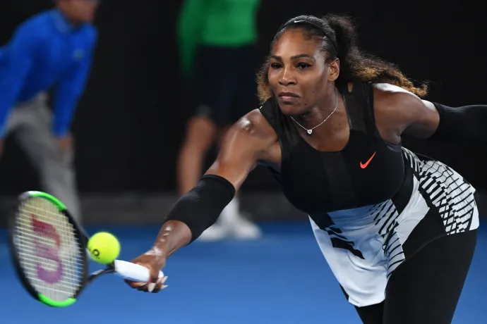 Serena Williams a női egyes döntőjében az ausztrál nyílt teniszbajnokság 13. napján, Melbourne-ben, 2017. január 28-án – Fotó: William West / AFP