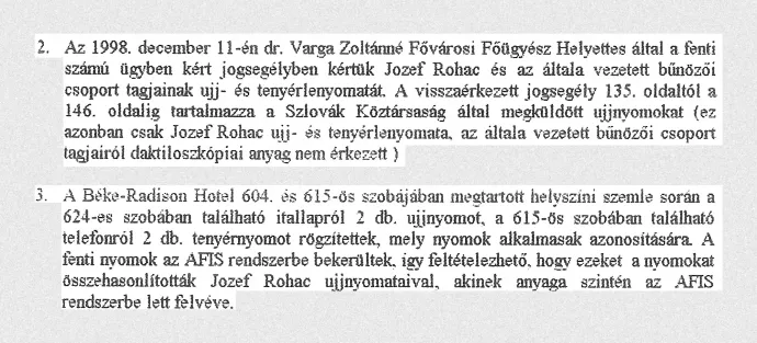 Részlet egy 2001. április 12-i rendőrségi jelentésből