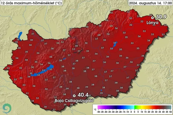 Kedd után szerdán is megdőlt a melegrekord, Baján 40,4 fokot mértek