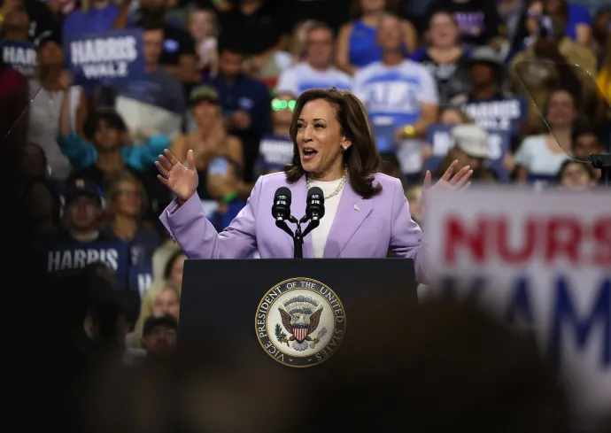 Kamala Harris demokrata elnökjelölt egy kampánygyűlésen Las Vegasban 2024. augusztus 10-én – Fotó: Justin Sullivan / Getty Images