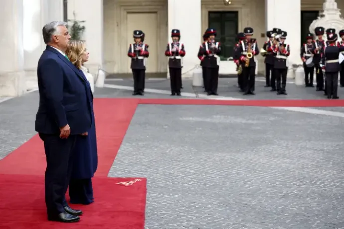 Giorgia Meloni receives Viktor Orbán on 24 June 2024 – Photo by Guglielmo Mangiapane / Reuters