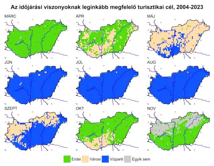 Az időjárási viszonyoknak leginkább megfelelő turisztikai cél, 2004-2023 – Forrás: Másfélfok