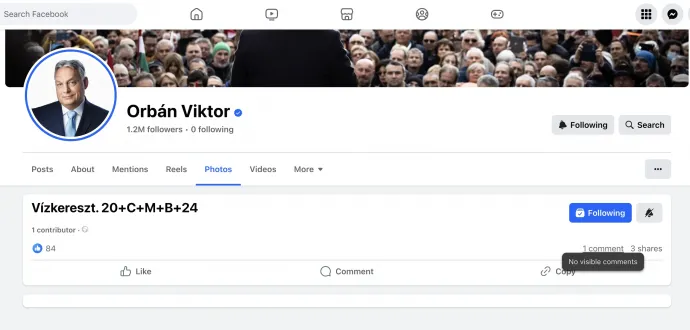 A felszentelésről készült galéria jelenlegi állapota Orbán Viktor Facebook-oldalán