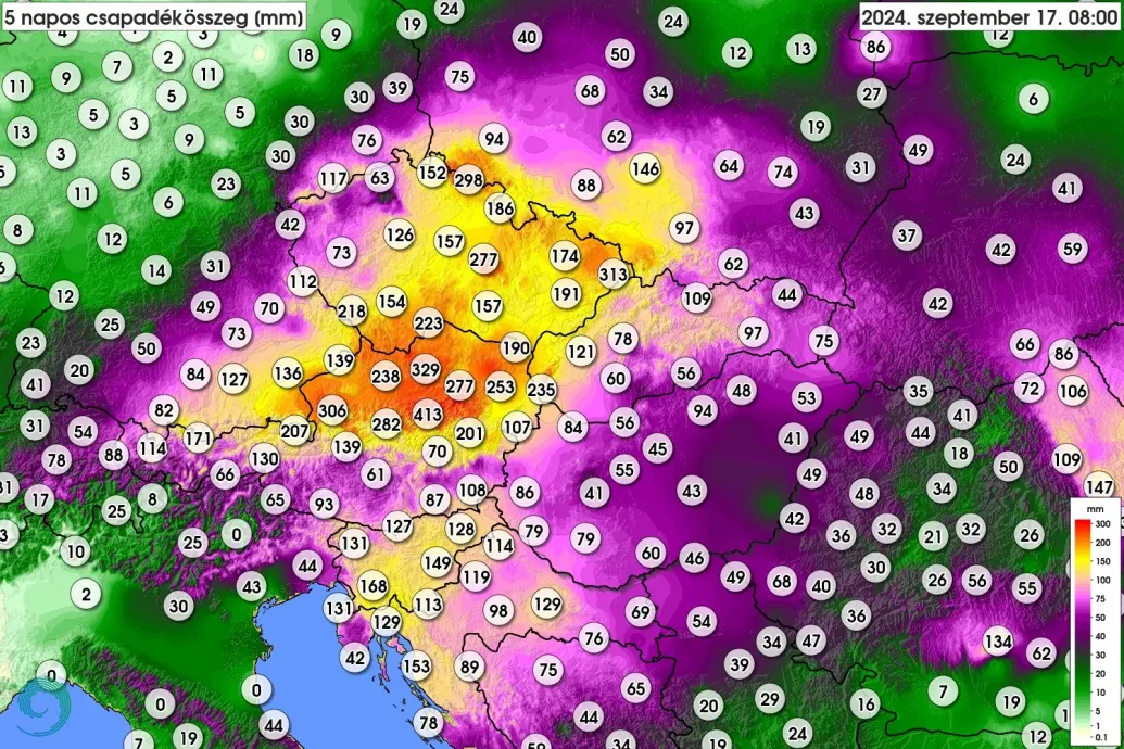 Sopronnál az átlagos szeptemberi csapadék 2,5-szerese esett le az elmúlt tíz napban