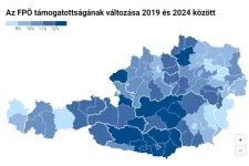 Térképen mutatjuk, hogy hol a legerősebb az első helyre mért Osztrák Szabadságpárt