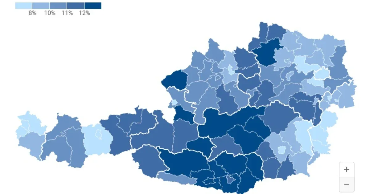 Térképen mutatjuk, hogy hol a legerősebb az első helyre mért Osztrák Szabadságpárt