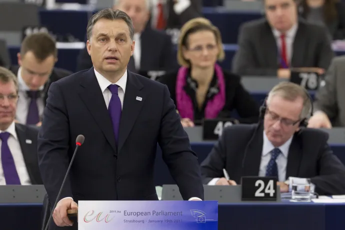 Orbán Viktor 2011. január 19-én ismerteti a Tanács első magyar elnökségének a programját – Fotó: Philippe Sautier / Európai Parlament / Európai Unió