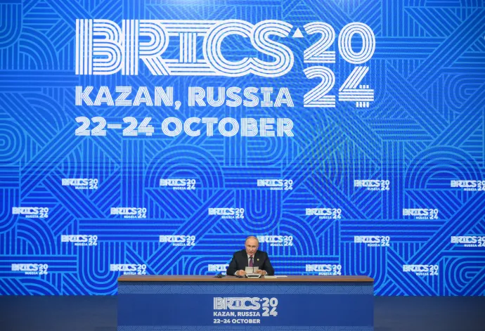 Putyin sajtótájékoztatója 2024. október 24-én – Fotó: Alexey Filippov / BRICS-RUSSIA2024.RU / Reuters 