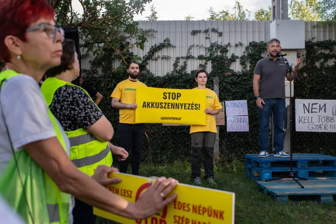 Tüntetés a Samsung gödi üzeménél 2024 májusában – Fotó: Bődey János / Telex