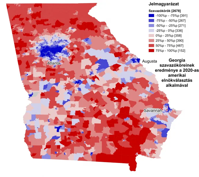 Georgia állam szavazóköreinek eredményei a 2020-as amerikai elnökválasztáson – Forrás: Redistricting Data Hub