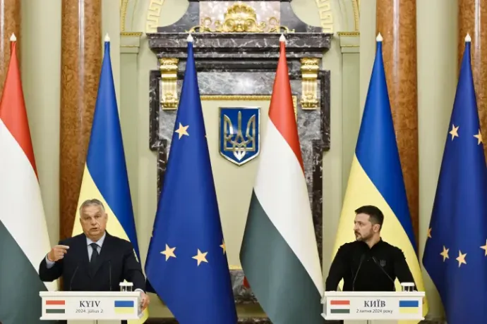 Prime Minister Viktor Orbán and Volodymyr Zelensky during a press conference after their meeting in Kyiv on 2 July 2024 – Photo: Zhenya Savylov / AFP