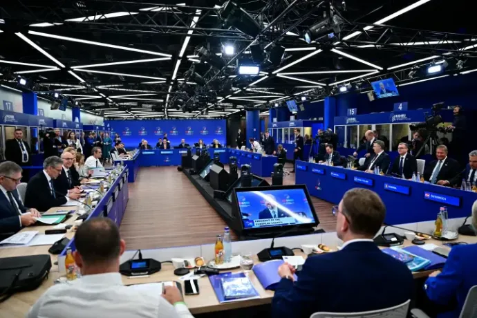 EU leaders during the informal EU summit at the Puskás Aréna in Budapest, 8 November 2024 – Photo: Mónus Márton / Reuters