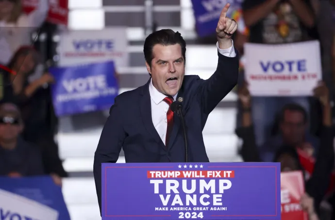 Matt Gaetz egy nevadai kampányeseményen 2024. október 31-én – Fotó: Ian Maule / AFP