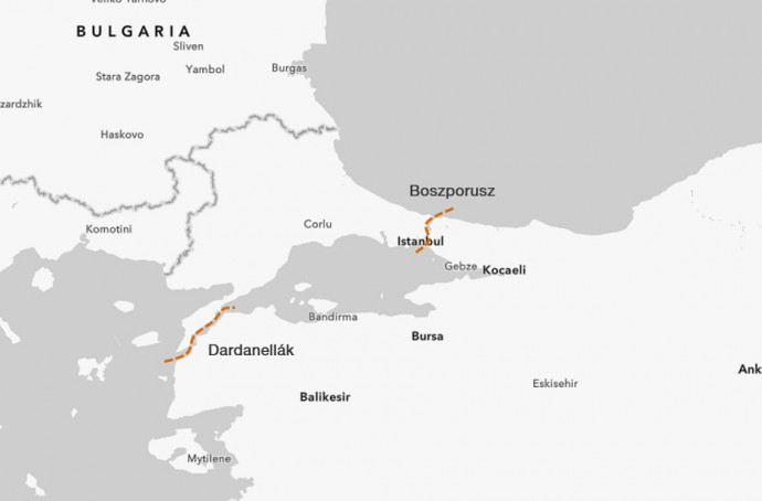 Olajszállítási csomópontok a török szorosoknál. Forrás: EIA: Country Analysis Brief: World Oil Transit Chokepoints (2024), ArcGIS Online, Concorde Elemzés