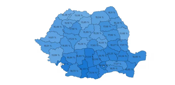 Képernyőmentés a 12.30 órás részvételt rögzítő térképről – Forrás: roaep.ro