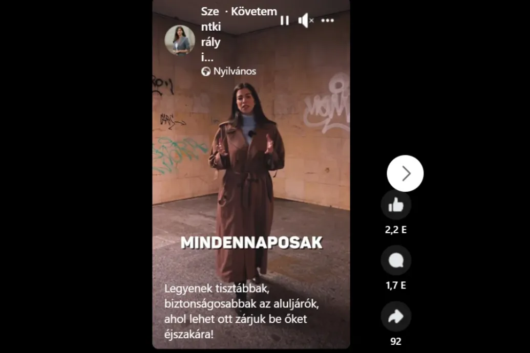 Szentkirályi Alexandra éjszakára lezárná a budapesti aluljárókat – Forrás: Telex.hu