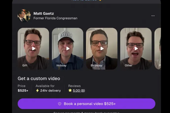 Pár napja még igazságügyi miniszternek készült, most születésnapi köszöntőket árul az interneten Matt Gaetz