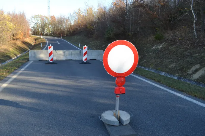 Road in Austria closed with concrete barrier because of commuters from Hungary