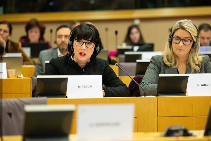 Brie Pegum, a TikTok képviselője az Európai Parlament meghallgatásán 2024. december 3-án – Fotó: Alexis Haulot / EP