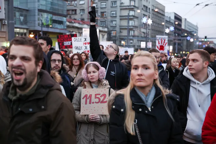 A kormány politikája, a korrupció és az újvidéki vasútállomáson történ katasztrófa miatt Belgrádban, Szerbiában, 2024. december 22-én – Fotó: Zorana Jevtic / Reuters