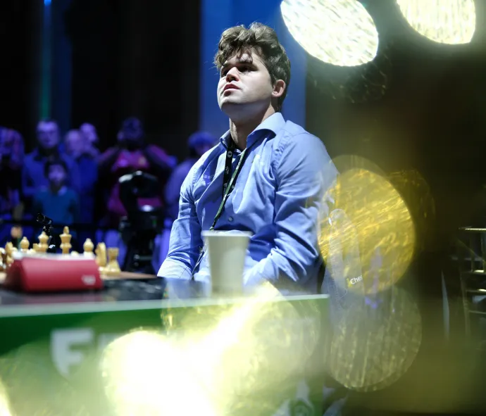 Magnus Carlsen a FIDE rapid és villámsakk-világbajnokság második napján, 2024. december 27-én New Yorkban – Fotó: Misha Friedman / Getty Images