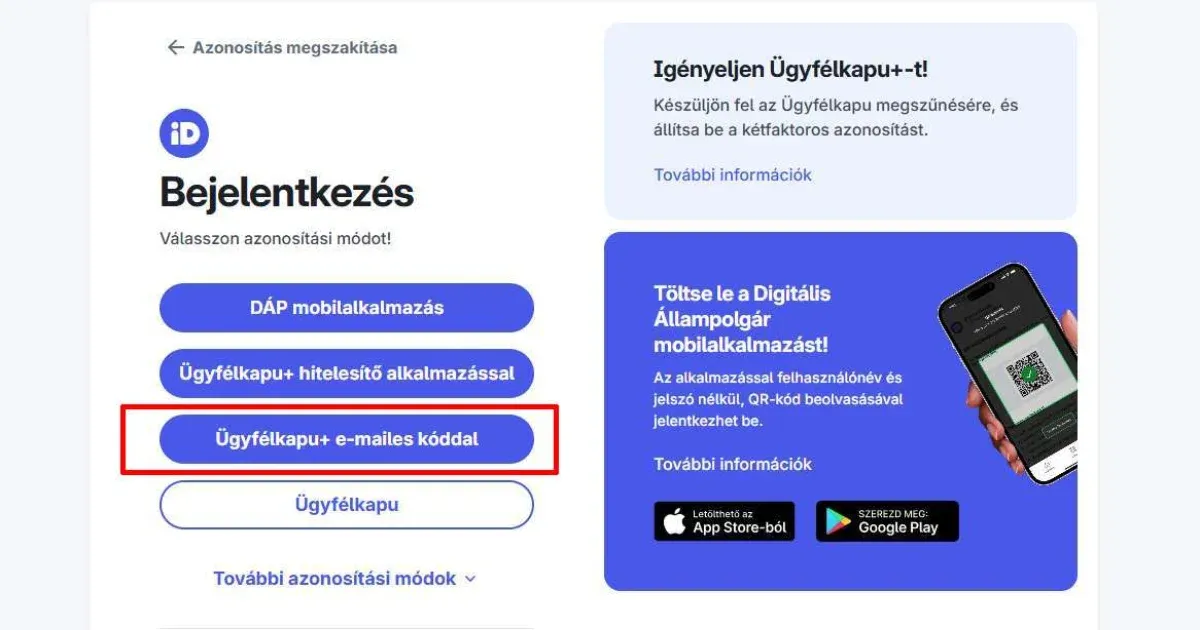 Megmutatjuk, hogyan tudja beállítani az Ügyfélkapu+-hoz az emailes kódot