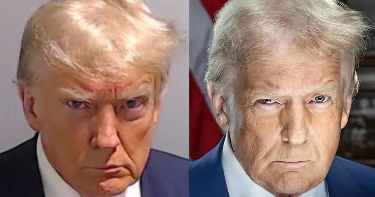Olyan lett Trump új elnöki portréja, mint a 2023-as rendőrségi fotója